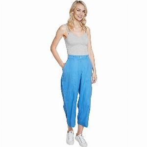 Charlotte West Ladies Linen Relaxed Fit Cargo Pocket Cropped Pants Size 16  Azure Blue