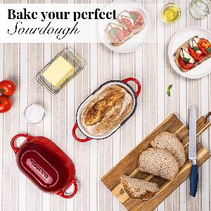 Enamelled Cast Iron Bread Loaf Pot  24x16cm Dutch Oven NonStick Red
