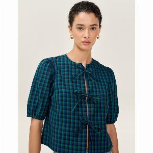 Enjoy 20 Discount on the Apollo Blouse in Blue and Green Checks