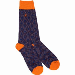 Orange Diamond Bamboo Socks