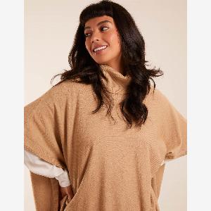 Get 57 Discount on High Neck Poncho  ONE Size  Camel Colour