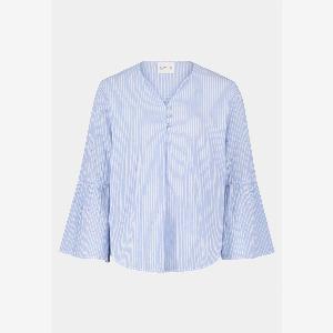 Cartoon CasualBluse mit Streifen  BlauWeiß