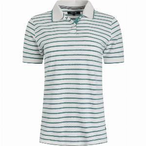 Weird Fish Janely Organic Cotton Striped Pique Polo Mineral Blue Size 22