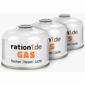 ration1 Gaskartusche 3 x 230g Paket EN 417 Schraubkartusche für Outdoor Notfall Camping