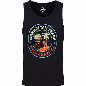 Vests Manhattan Beach Motif Print Cotton Vest Top in Jet Black  South Shore  M  Tokyo Laundry