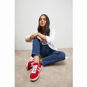 Leocadia Faux Suede Lace Up Trainersred