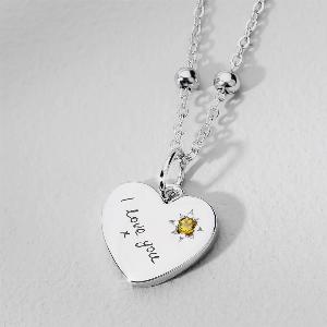 John Greed CANDY Love Silver  Citrine Heart Handwriting Necklace