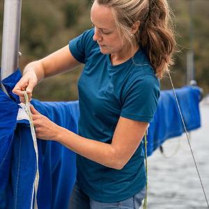 Red Equipment Womens Performance TShirt  Blue