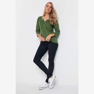 Enjoy 25 Discount on Lts Tall Khaki Green Cotton Henley Top Size 16