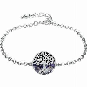 Sterling Silver Blue John Round Tree of Life Chain Bracelet