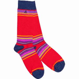 Red Multi Stripe Bamboo Socks