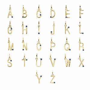 Initial Blue Sapphire Letter Necklace In 9ct Yellow Gold