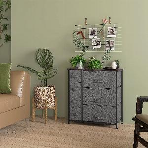 Commode élégante 7 tiroirs en tissu et métal gris 64x30x71 cm 13