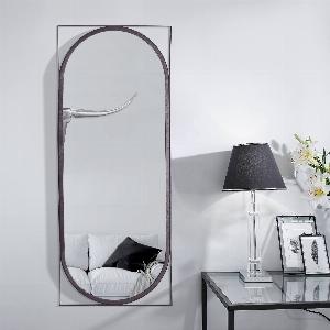 FineBuy Wandspiegel 37x91 cm Metall Design Hängespiegel Schwarz Eisen Dekospiegel Rechteckig mit Rahmen Spiegel Wand Groß Flurspiegel Länglich Garderobenspiegel Modern
