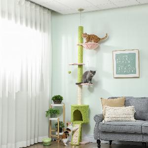 Save 47 on PawHut 220240 cm FloortoCeiling Cat Tree Green