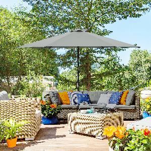 Outsunny 28m Patio Parasols Umbrellas Outdoor 6 Ribs Sunshade Canopy Manual Push Garden Backyard Furniture Dark Grey