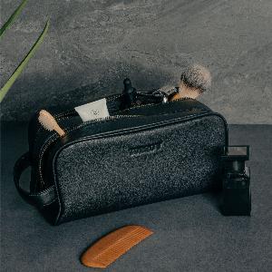 Enjoy 20 Discount on Black Leather Wash Bag
