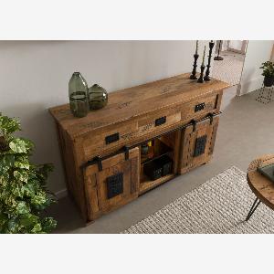 Buffet en bois de Manguier  Bois de récupération 150x45x90 naturel laqué RAILWAY LUX 100