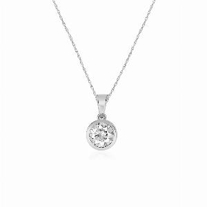 Lab Grown Bezel Set GH SI Diamond Necklace  10K White Gold 13 ct tw
