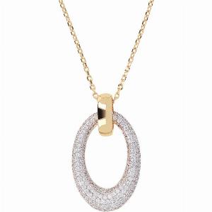 Collana Golden Catena Forzatina con Pendente Oval Pavé ora 90