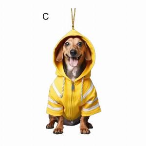 Acrylic Dog Car Pendant Ornament Cute Christmas Car Charm Festive Hanging Ornament for Trees Windows D