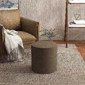 HOMCOM Poggiapiedi 2 in 1 con Rivestimento Rimovibile in Tessuto Effetto Lino Ø41x41 cm Marrone