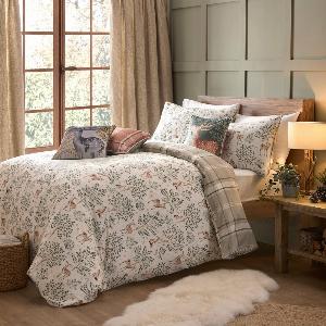 Dreams  Drapes Forest Animals Brushed Cotton Duvet Cover Bedding Set Natural