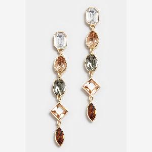 Boucles Doreilles Tendance En Cristal Et Diamants Dorés