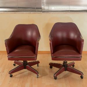 Set 2 poltrone bordeaux Umberto Mascagni anni 50
