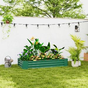 180 x 90cm Galvanised Steel Open Planter Green