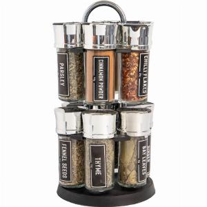 Taylors Everyday 12 Herbs  Spices Rotating Rack with Pre Filled Jars Spice Stand Gift Set