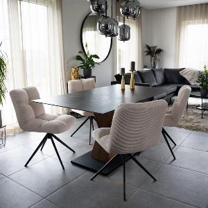 Home Deluxe Chaise de salle à manger pivotante CordNODA  lot de 8 Crème