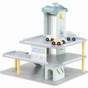 Parking Garage Playset 3Layer Wooden Toy Garage With 4 Cars