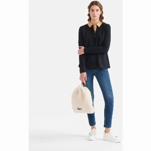 Polo in jersey di cotone stretch con colletto Geo Classic Nera