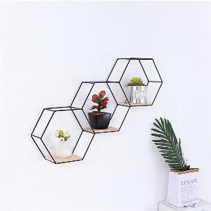 Get 69 Discount on a Stylish DIY Hexagon Wall Shelf with Black Frame