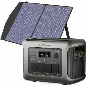 ALLPOWERS R1500 LITE Station lectrique portable 1600W 1056Wh  R1500 LITESP027 Panneau Solaire 100W