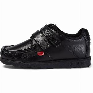 Junior Boys Fragma Twin Vel Leather Shoes in Black