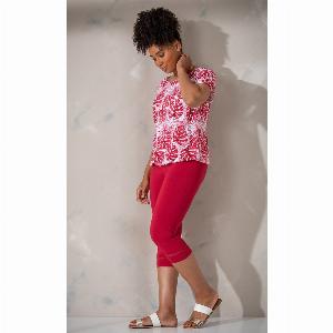 Lace Trim Cropped Trousers  SCARLET  16