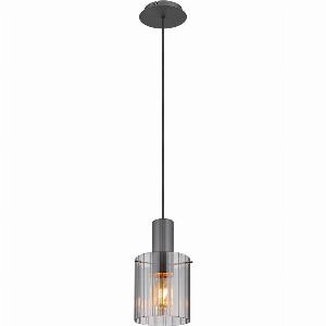 Tulivar Slim Pendant Ceiling Light Grey Dark Smoke Glass Shade 1x E27