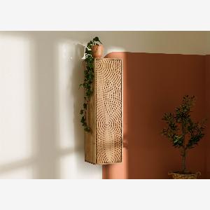 Armoire à suspendre en bois dAcacia 33x33x115 naturel laqué MARRAKESCH 120