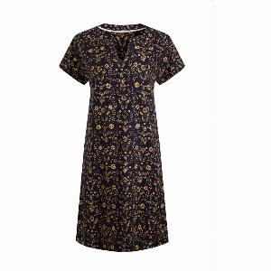 Weird Fish Althea Linen Rich Printed Dress Ink Size 16