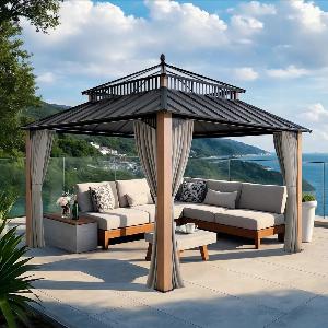 Get 10 Off SUNJOY Kingston 12x12 Gazebo with Netting  Curtains