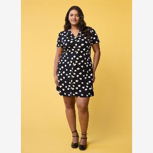 Joanie Clothing Freida Fried Eggs Print Tea Dress UK 10 Black