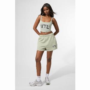 Get 28 Discount on Kaiia KTL Logo Sweat Shorts in Sage Green