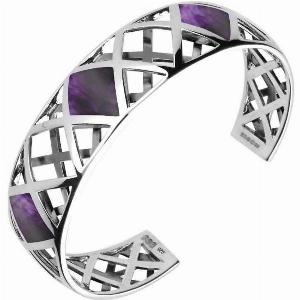 Sterling Silver Blue John Curved Geometric Bangle