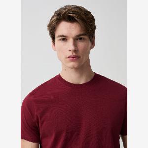 OVS Organic Cotton Tshirt With Round Neck Mann Bordeauxrot Größe S