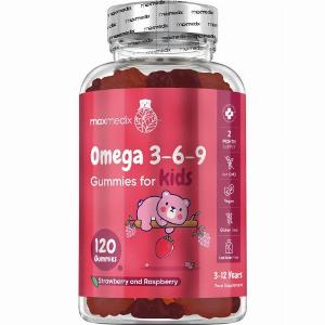 Vegan Omega 369 Gummies for Kids  Strawberry amp Raspberry flavour  Brain amp Vision Support  maxmedix