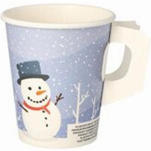BIO Henkelbecher Kaffeebecher Glühweinbecher Wintermotiv Schneemann 200 ml  50 Stk