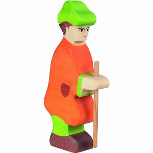 Holztiger Hirte mit Stab