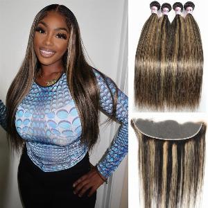 Megalook Enjoy 31% Off Highlight Balayage Ombre Hair Bundles with Lace Closure